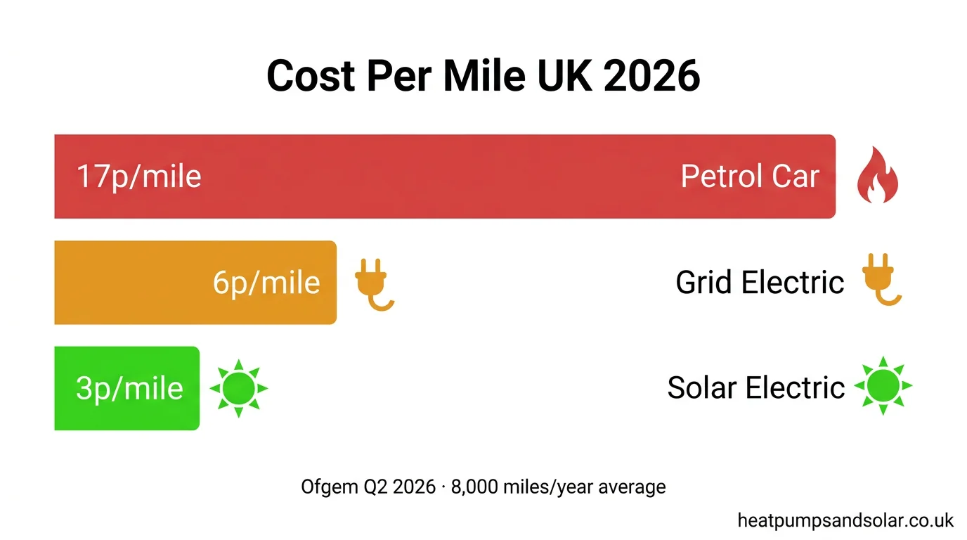 Solar EV charging vs petrol and grid electricity — cost per mile comparison for popular UK electric cars
