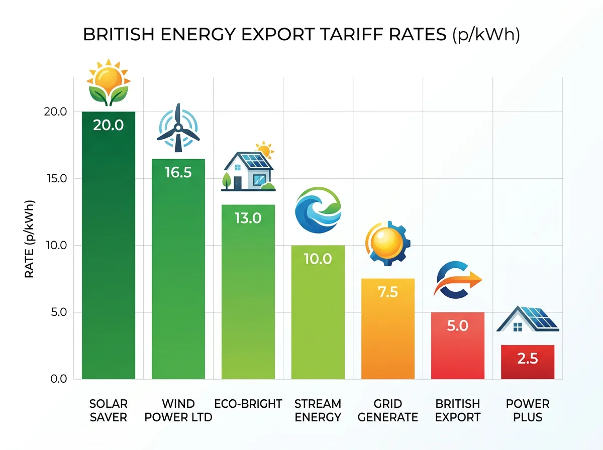 Smart Export Guarantee supplier comparison — SEG rates across UK energy suppliers Q2 2026